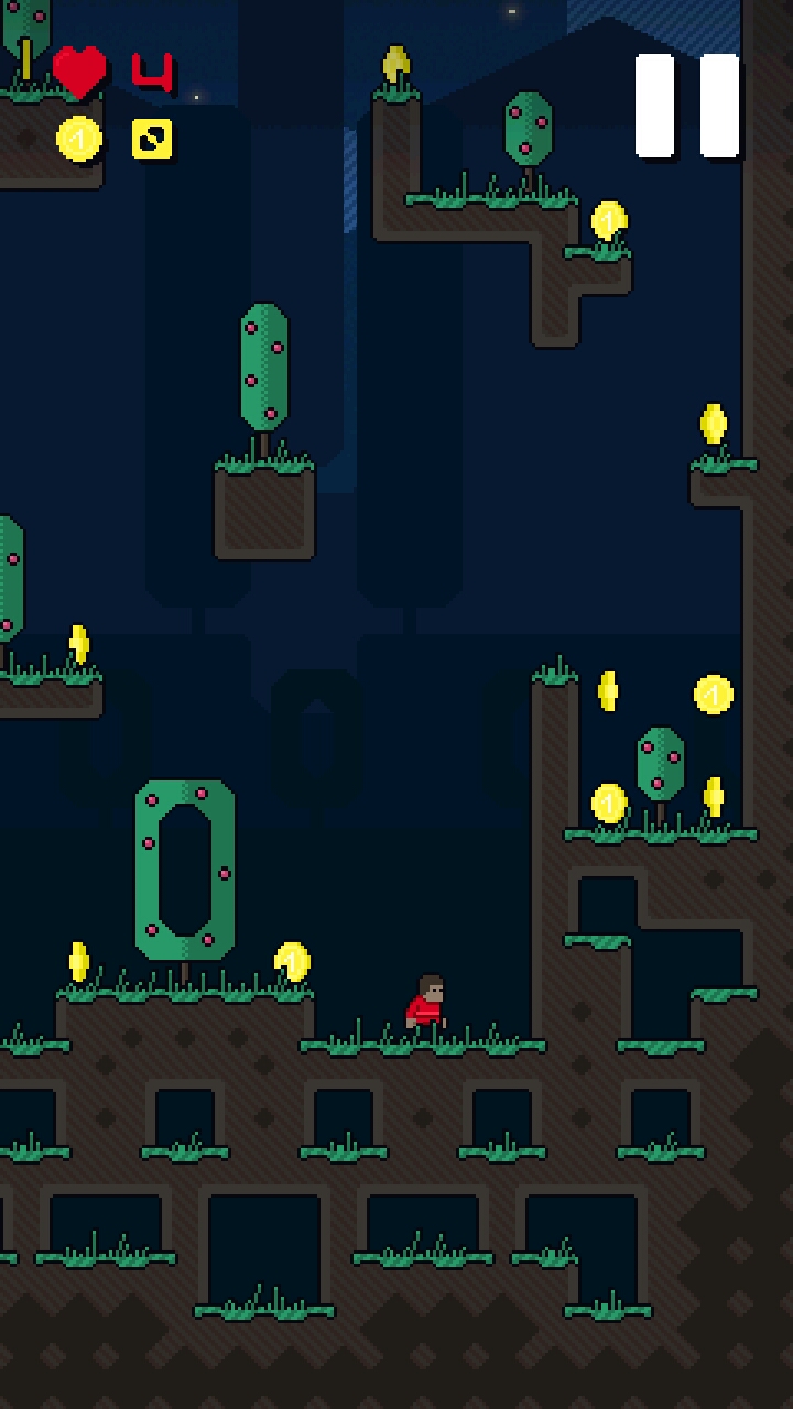 Gameplay of the Pixels can jump: 2D Pixel Game for Android phone or tablet.