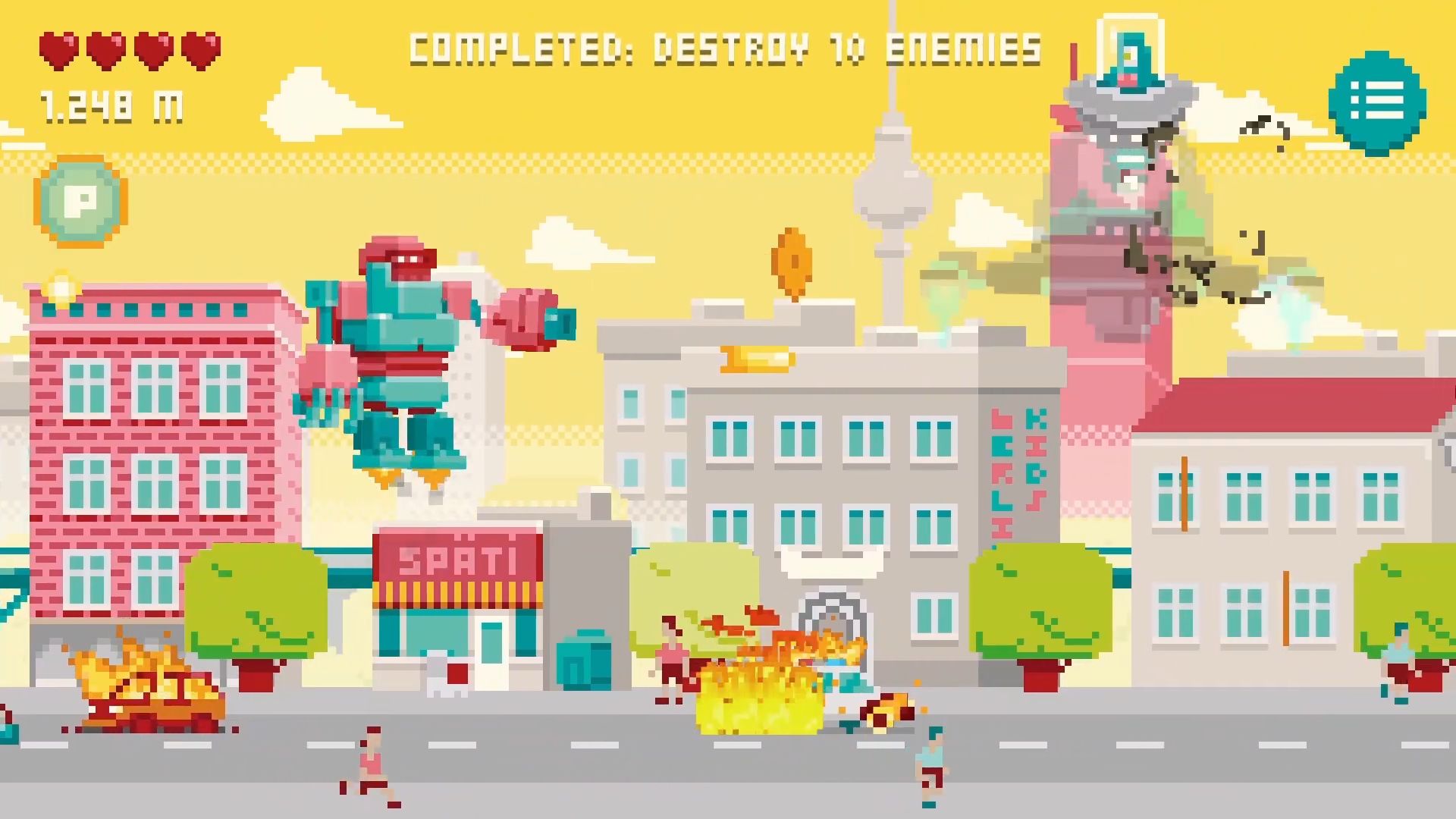 Gameplay of the Pixzilla / King of the Robots for Android phone or tablet.
