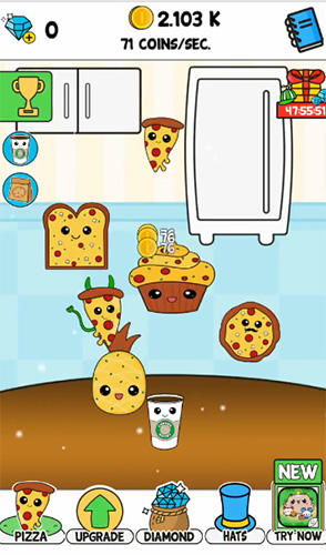 Gameplay of the Pizza evolution: Flip clicker for Android phone or tablet.
