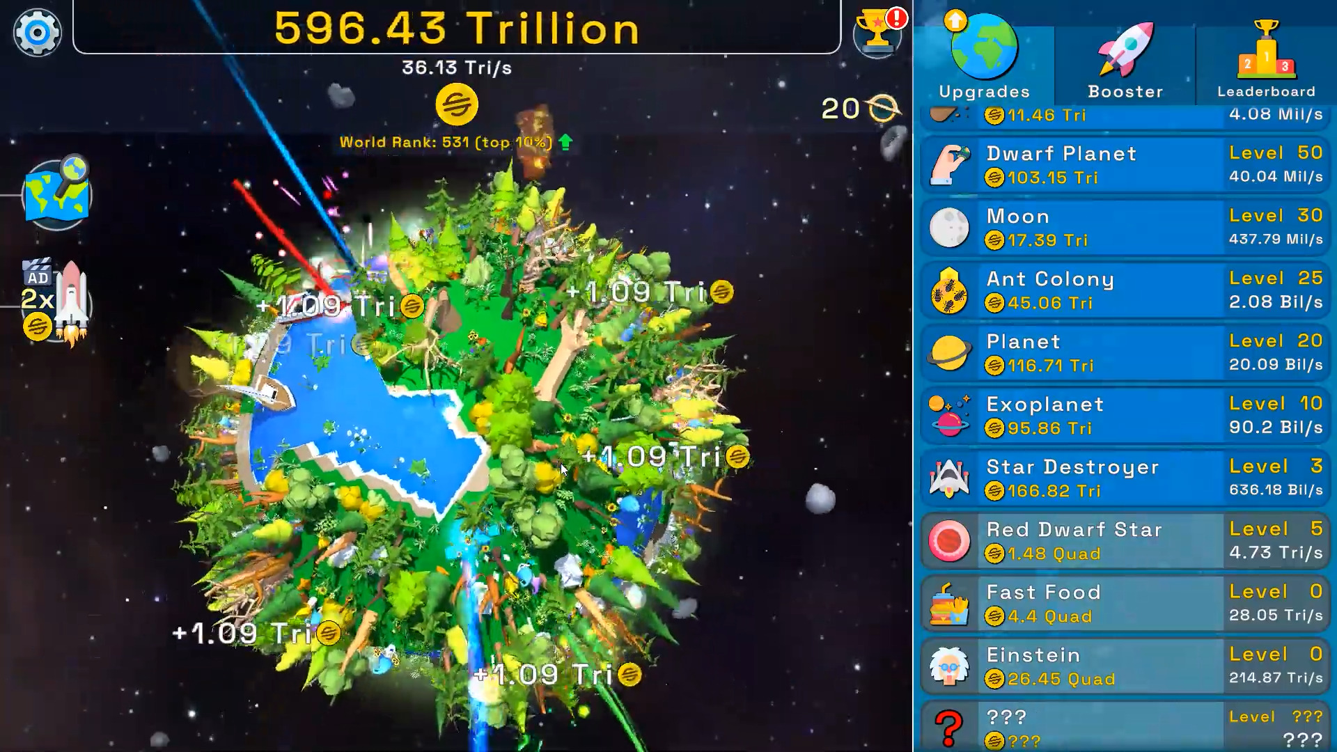 Gameplay of the Planet Evolution: Idle Clicker for Android phone or tablet.