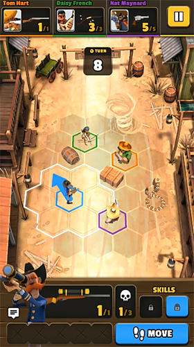 Gameplay of the Pocket cowboys: Wild west standoff for Android phone or tablet.