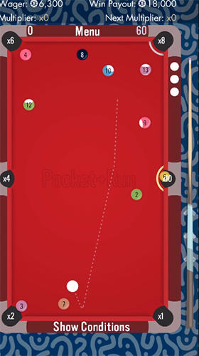 Gameplay of the Pocket run pool for Android phone or tablet.