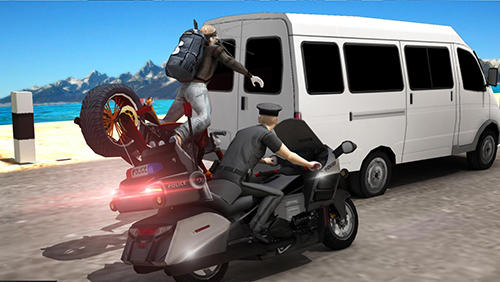Gameplay of the Police vs thief: Moto attack for Android phone or tablet.