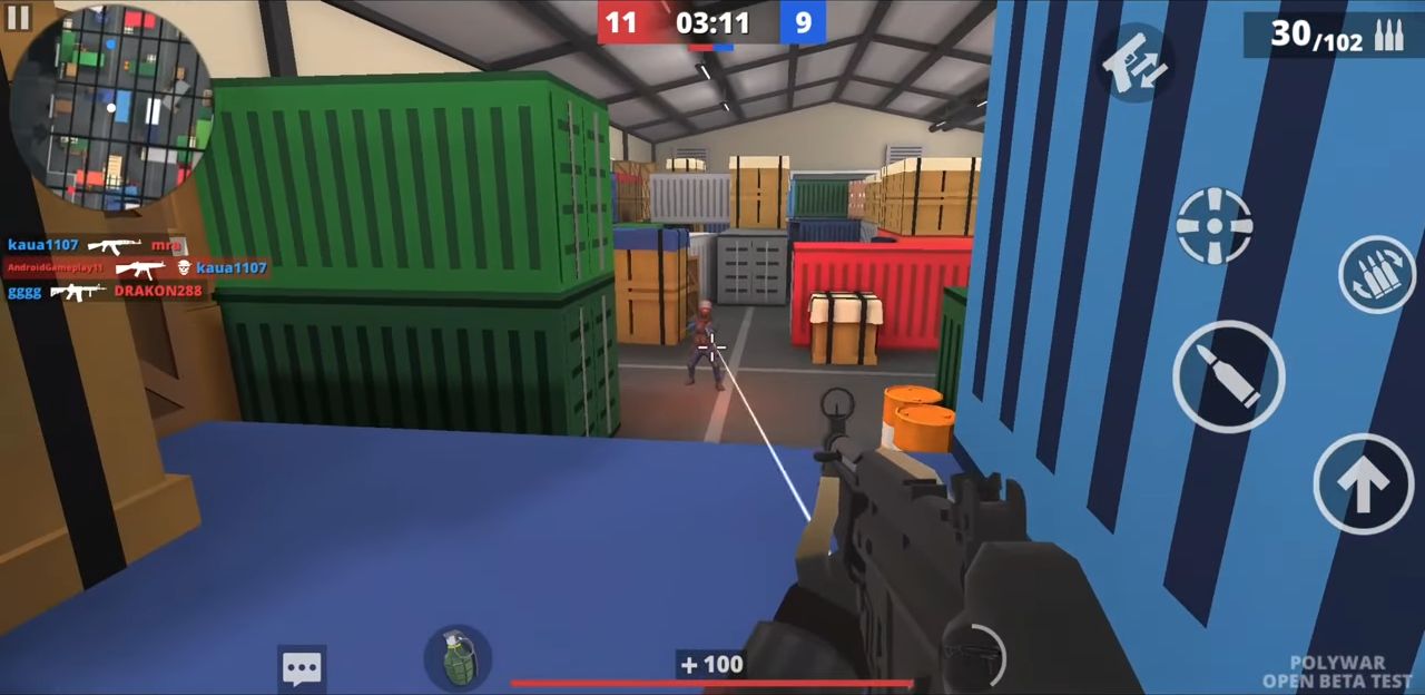 Gameplay of the POLYWAR: FPS online shooter for Android phone or tablet.