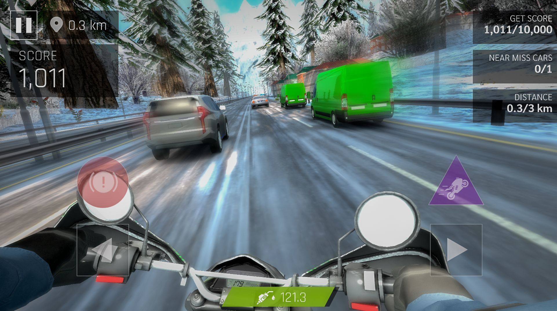 Gameplay of the Real Moto Rider: Traffic Race for Android phone or tablet.