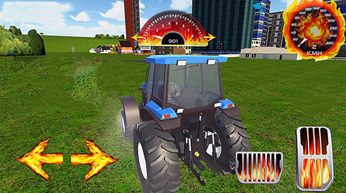 Gameplay of the Realistic farm tractor driving simulator for Android phone or tablet.