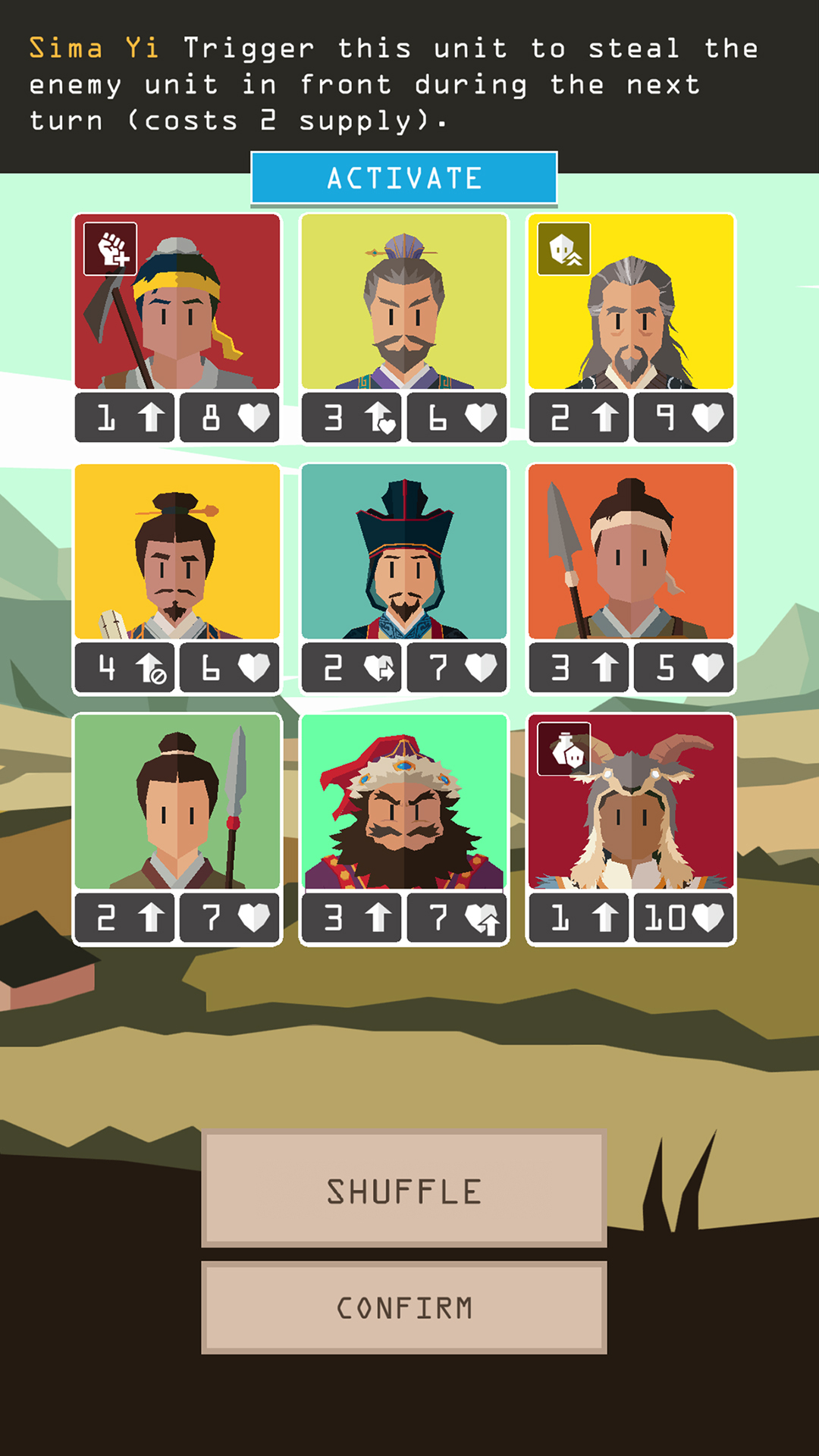 Gameplay of the Reigns: Three Kingdoms for Android phone or tablet.