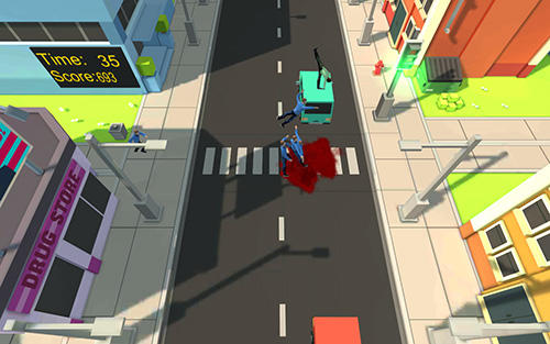 Gameplay of the Road cross: Bloody hell arcade for Android phone or tablet.
