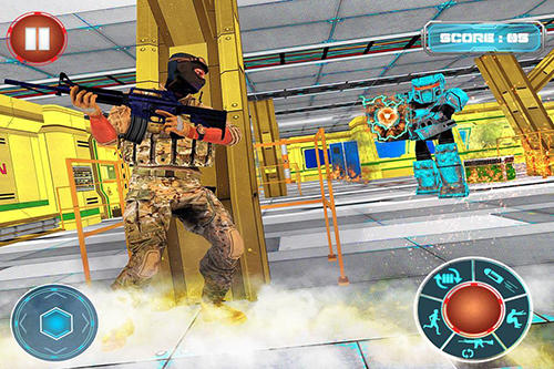 Gameplay of the Robots war space clash mission for Android phone or tablet.