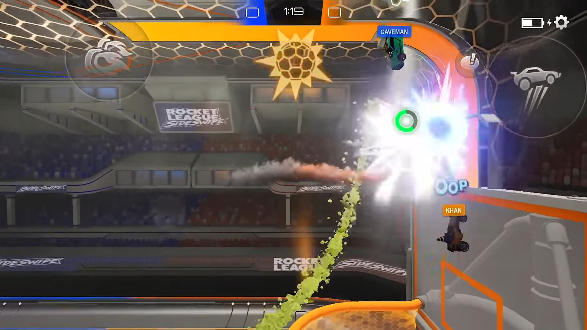 Gameplay of the Rocket League Sideswipe for Android phone or tablet.