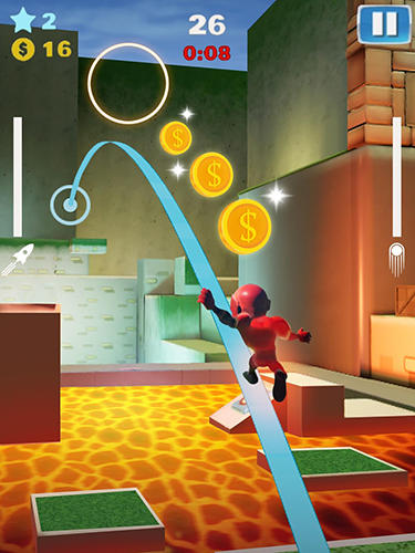 Gameplay of the Rocket riders: 3D platformer for Android phone or tablet.
