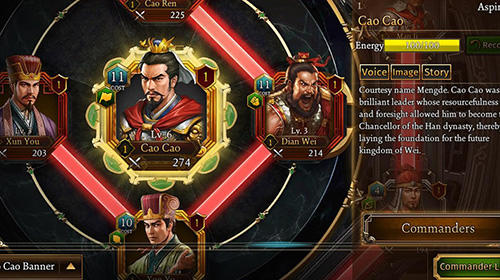 Gameplay of the Romance of the three kingdoms: The legend of Cao Cao for Android phone or tablet.
