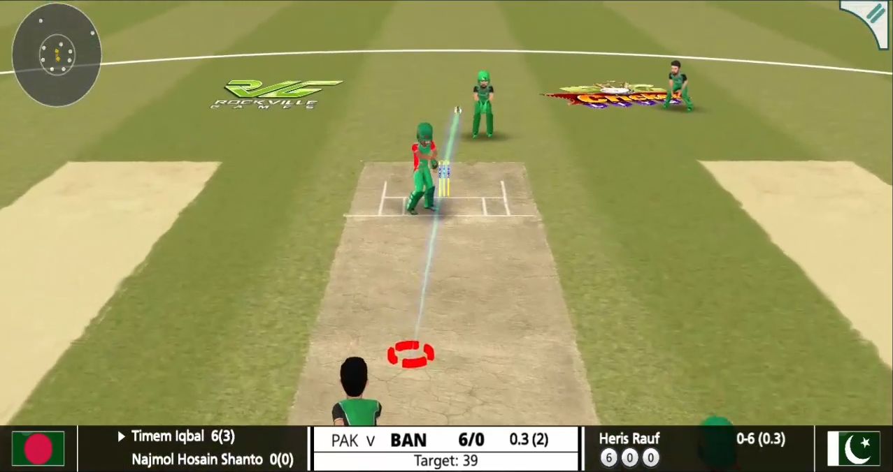 Gameplay of the RVG World Cricket Clash Lite for Android phone or tablet.