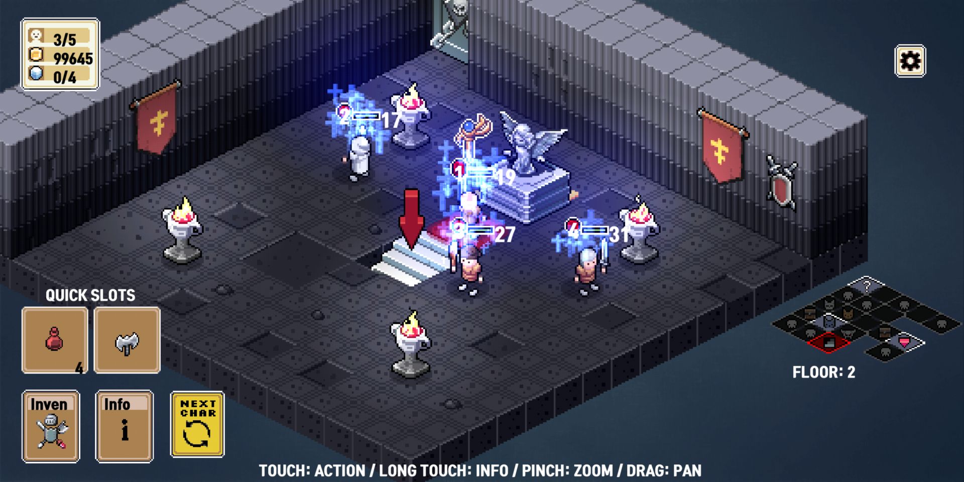 Gameplay of the SFD :Rogue TRPG for Android phone or tablet.