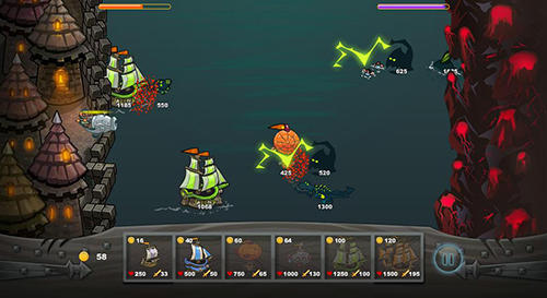 Gameplay of the Ships vs sea monsters for Android phone or tablet.