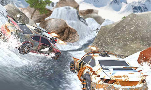 Gameplay of the Snow buggy car death race 3D for Android phone or tablet.