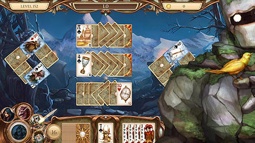 Gameplay of the Snow White solitaire. Shadow kingdom solitaire: Adventure of princess for Android phone or tablet.