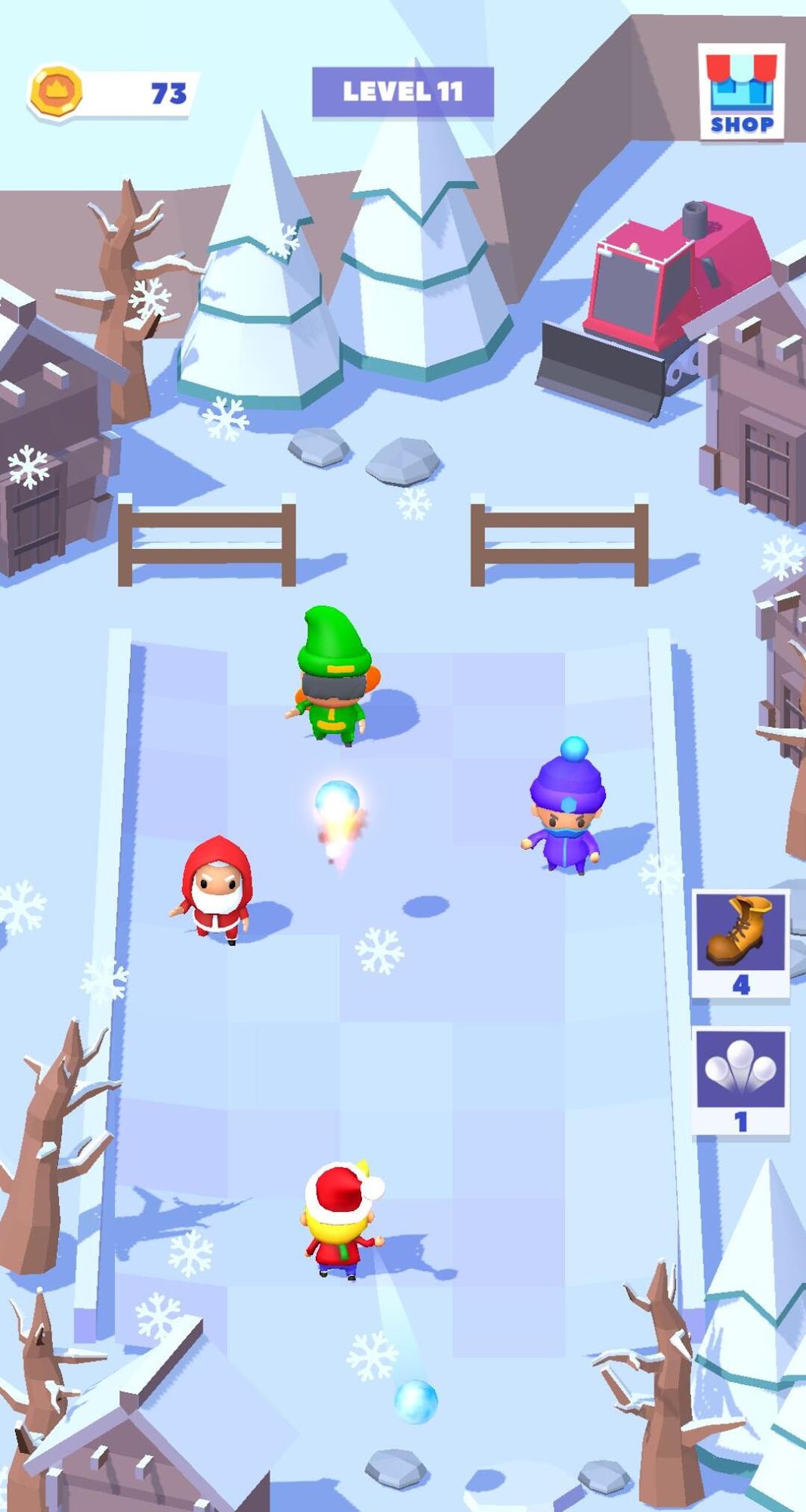 Gameplay of the Snowball Battle for Android phone or tablet.