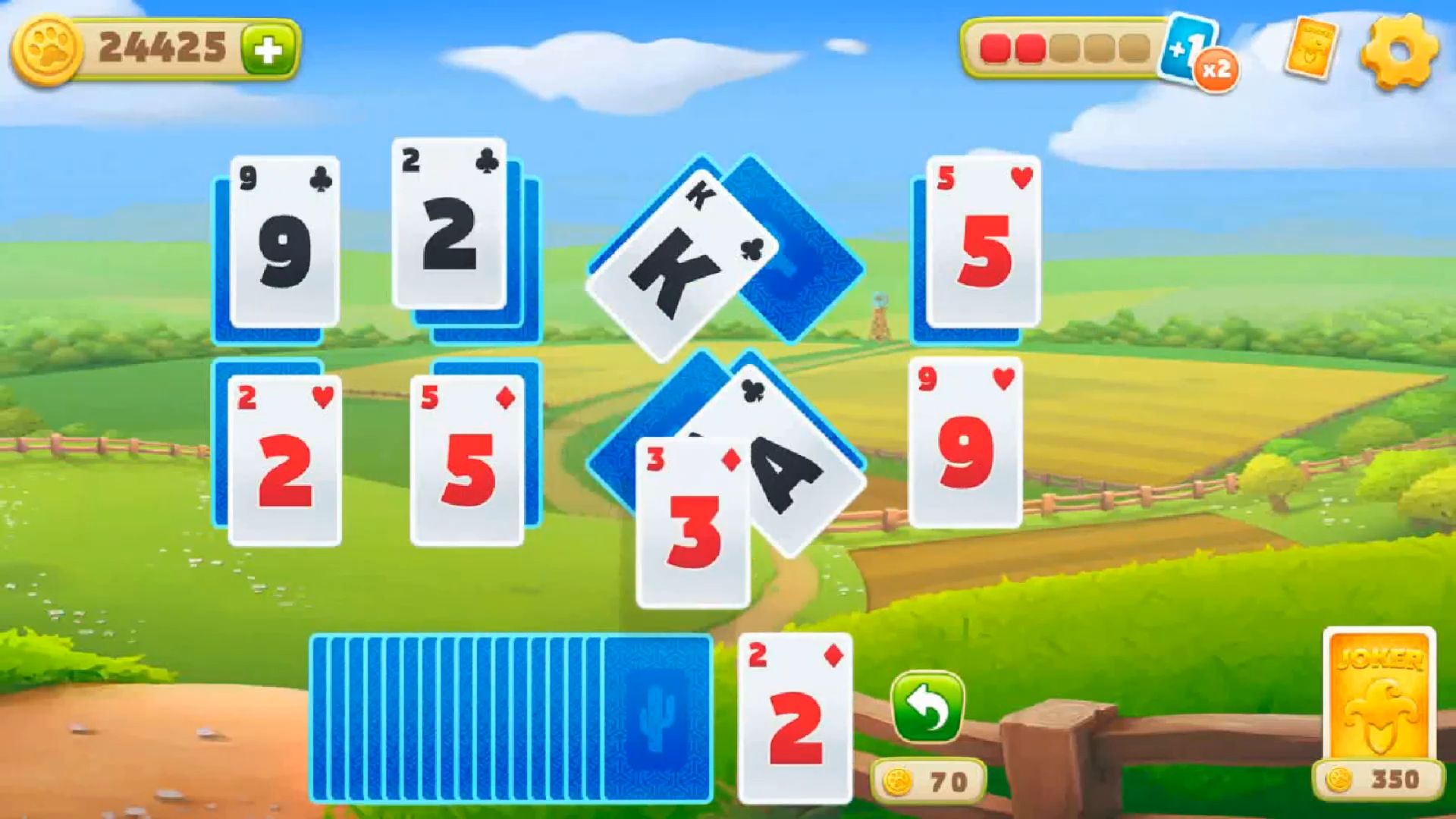 Gameplay of the Solitaire: Texas Village for Android phone or tablet.