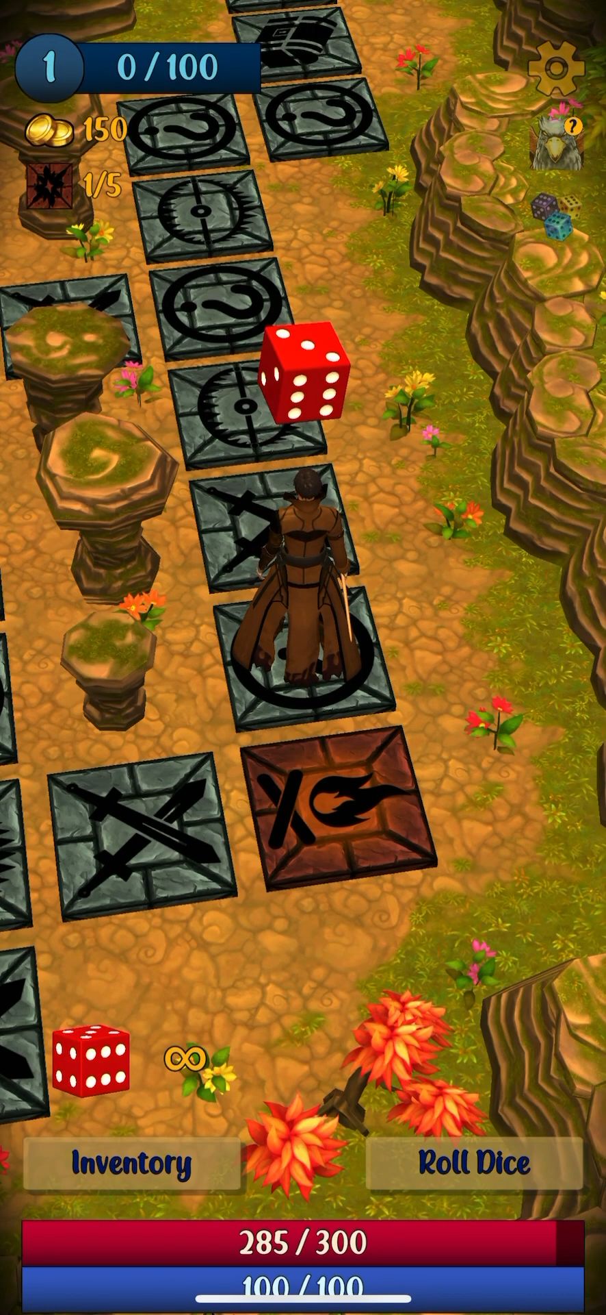 Gameplay of the Spell Master - RPG Board Game for Android phone or tablet.