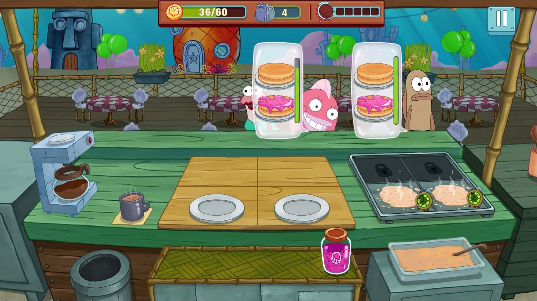 Gameplay of the SpongeBob: Get Cooking for Android phone or tablet.
