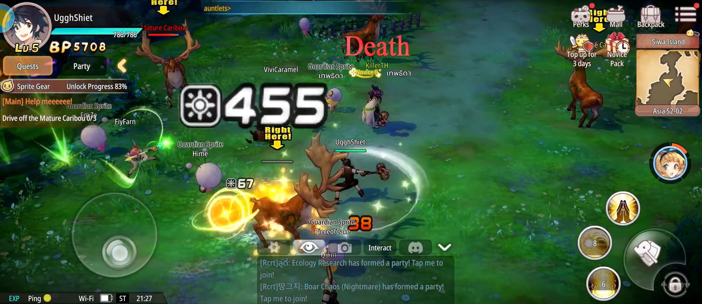 Gameplay of the Sprite Fantasia - MMORPG for Android phone or tablet.