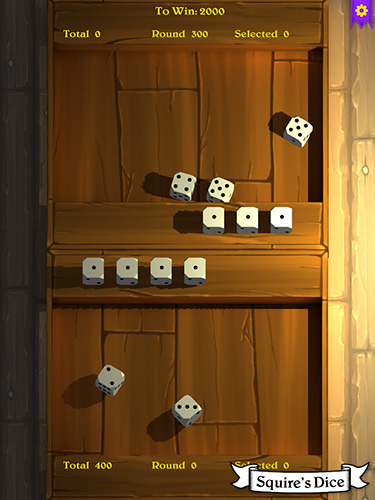 Gameplay of the Squire's dice for Android phone or tablet.