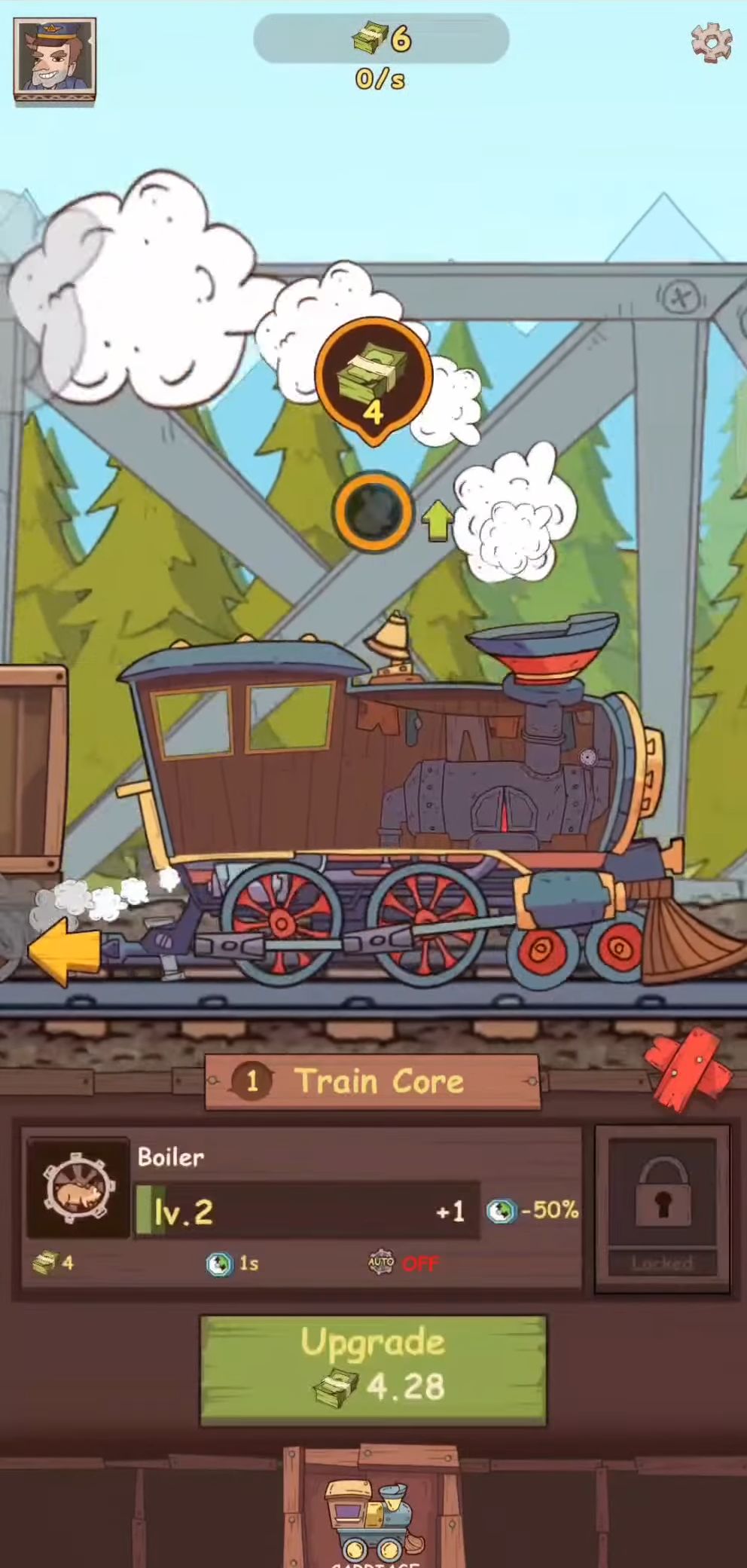 Gameplay of the Steam Train Tycoon:Idle Game for Android phone or tablet.