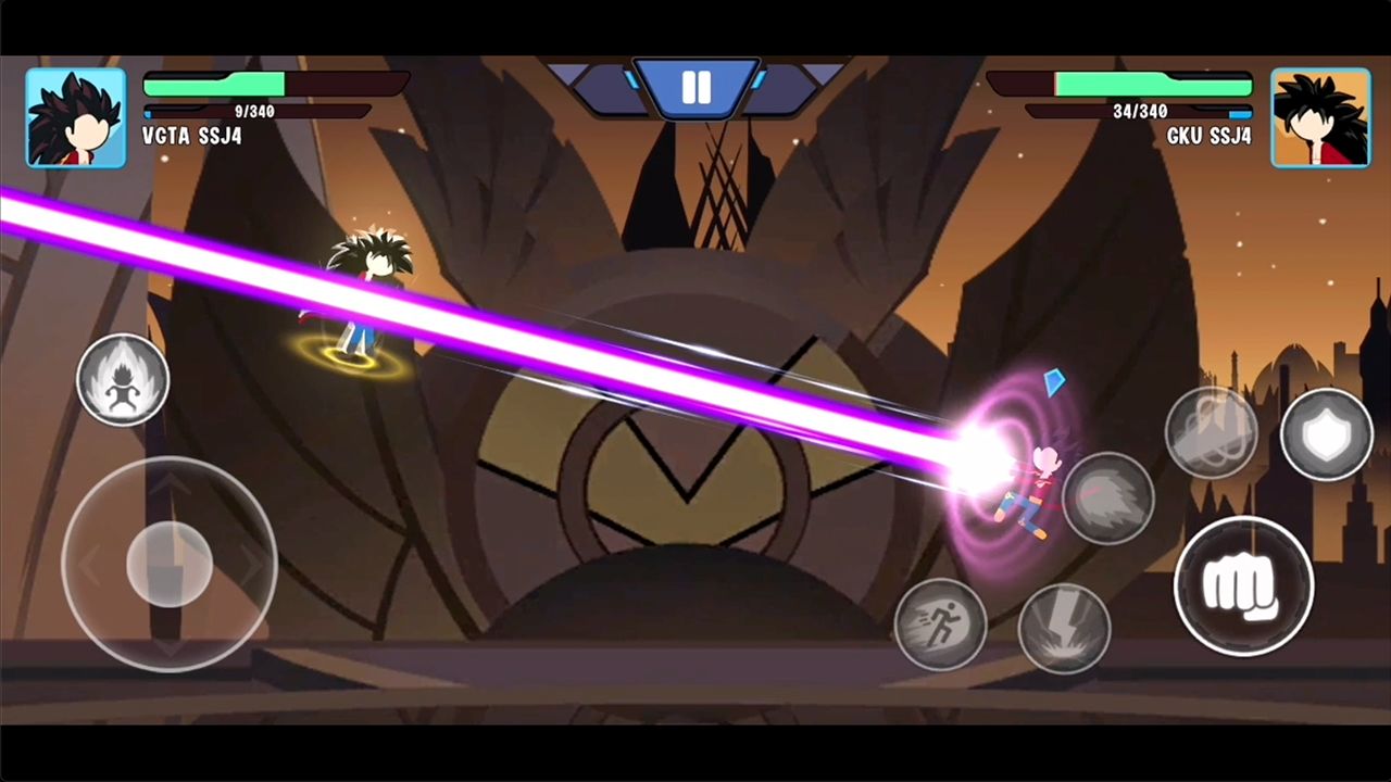 Gameplay of the Stick Battle: Dragon Super Z Fighter for Android phone or tablet.
