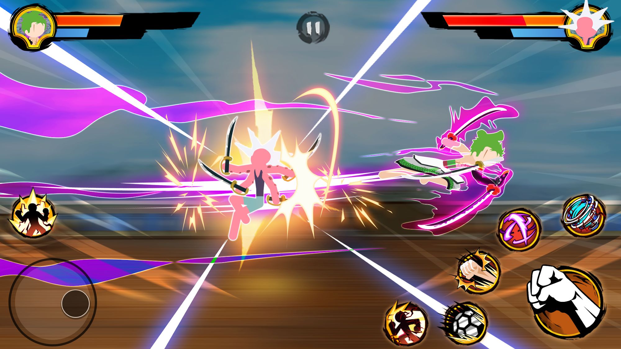 Gameplay of the Stickman Pirates Fight for Android phone or tablet.