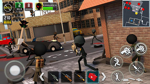 Gameplay of the Stickman royale: World war battle for Android phone or tablet.