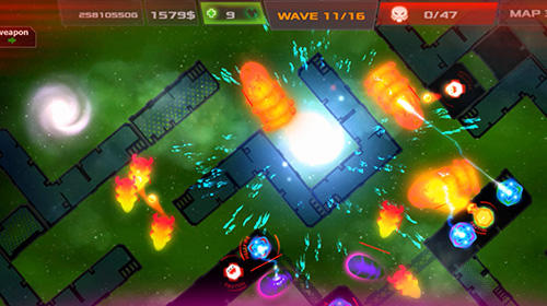Gameplay of the Strategy: Galaxy glow defense for Android phone or tablet.