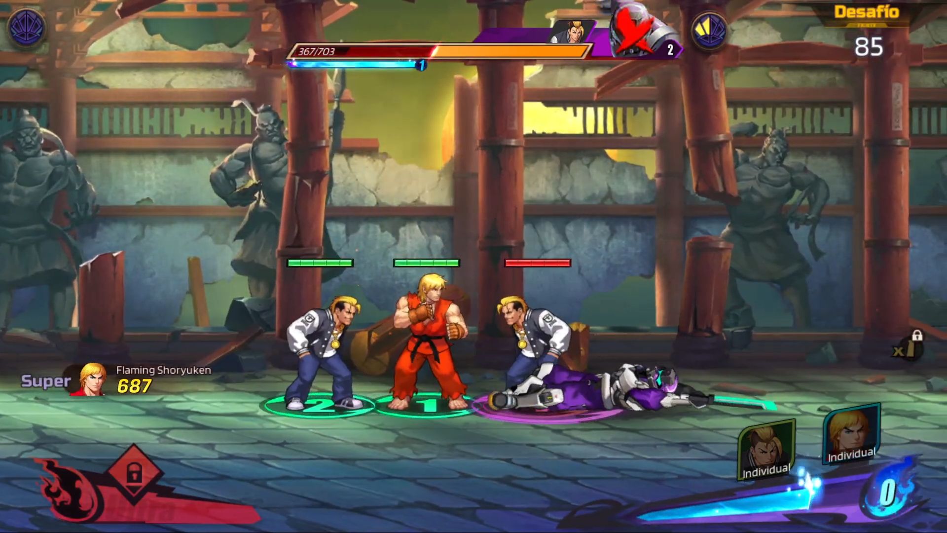 Gameplay of the Street Fighter: Duel for Android phone or tablet.