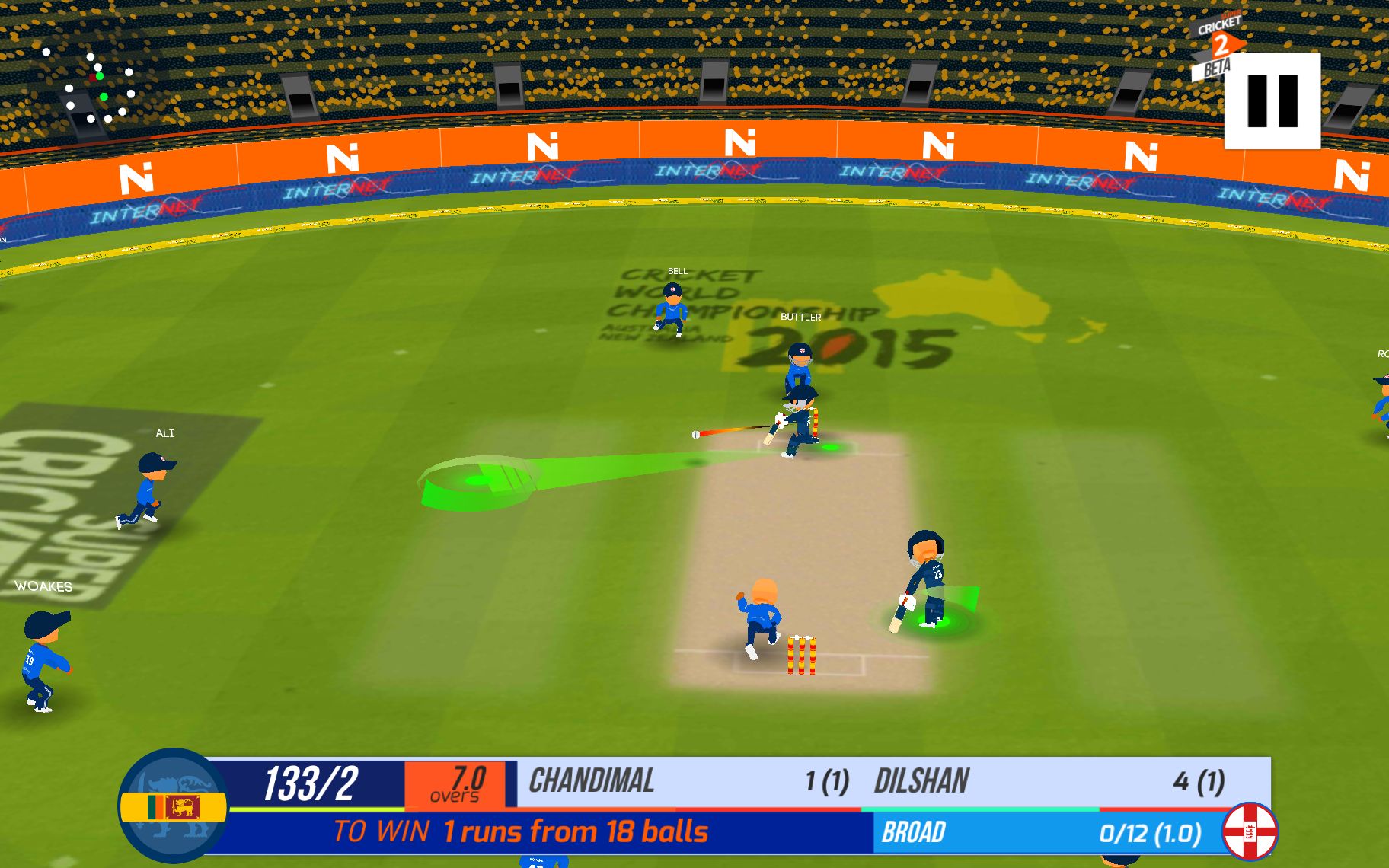 Gameplay of the SUPER CRICKET 2 for Android phone or tablet.