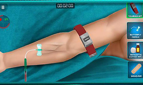 Gameplay of the Surgeon doctor 2018: Virtual job sim for Android phone or tablet.