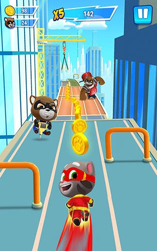 Gameplay of the Talking Tom hero dash for Android phone or tablet.