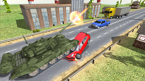 Gameplay of the Tank traffic racer for Android phone or tablet.