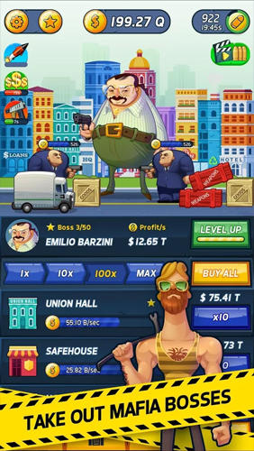 Gameplay of the Tap mafia: Idle clicker for Android phone or tablet.