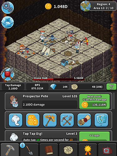 Gameplay of the Tap tap dig: Idle clicker game for Android phone or tablet.