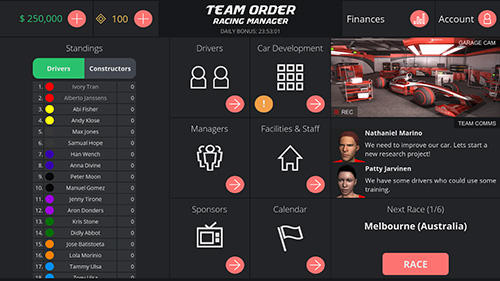 Gameplay of the Team order: Racing manager for Android phone or tablet.