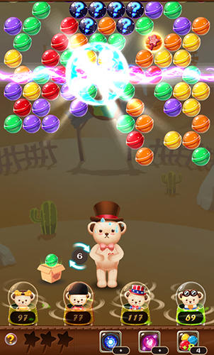 Gameplay of the Teddy pop: Bubble shooter for Android phone or tablet.