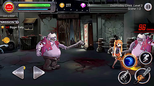Gameplay of the The girls: Zombie killer for Android phone or tablet.
