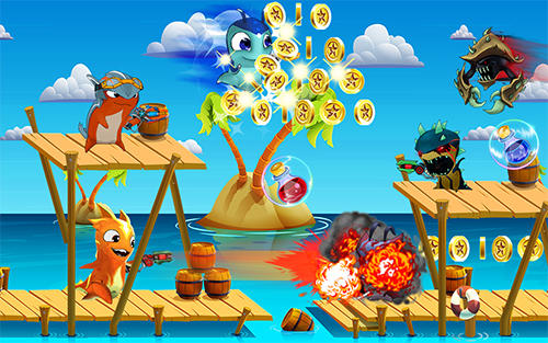 Gameplay of the The slug of fighters. Slugs jetpack fight world for Android phone or tablet.