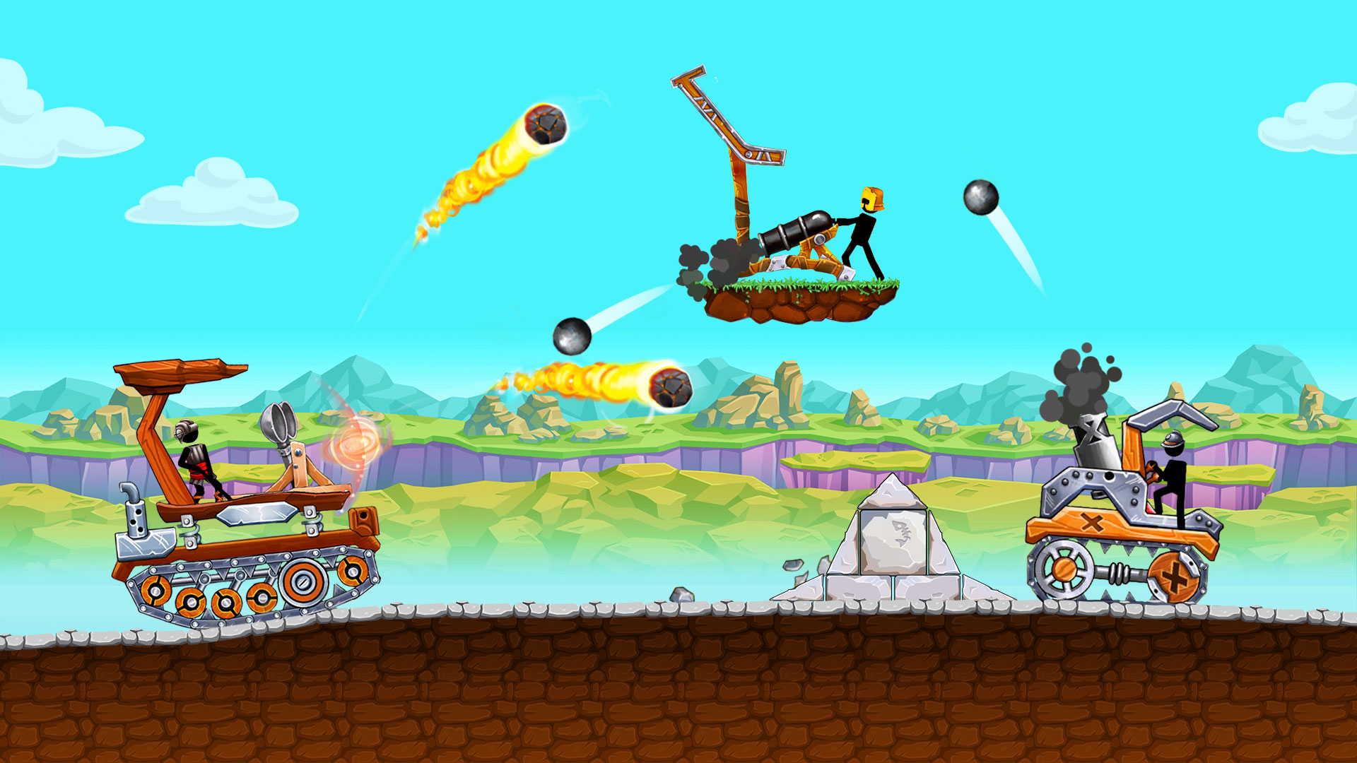 Gameplay of the The Tank: Stick pocket hill for Android phone or tablet.