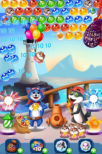 Gameplay of the Tomcat pop: Bubble shooter for Android phone or tablet.