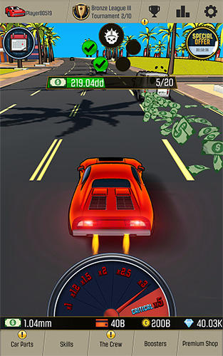 Gameplay of the Traffic clicker: Idle racing, blocky car crash 3D for Android phone or tablet.