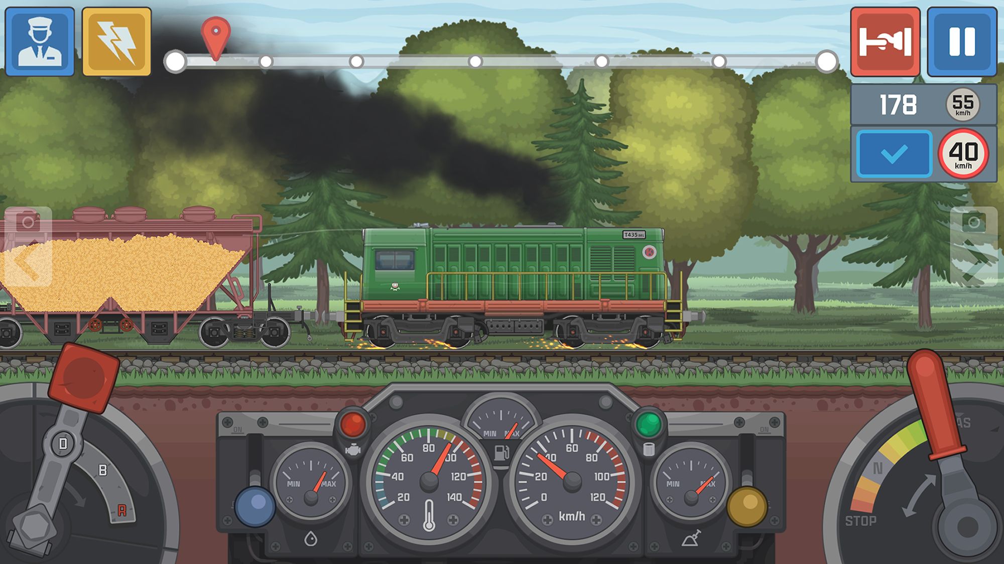 Gameplay of the Train Simulator: Railroad Game for Android phone or tablet.