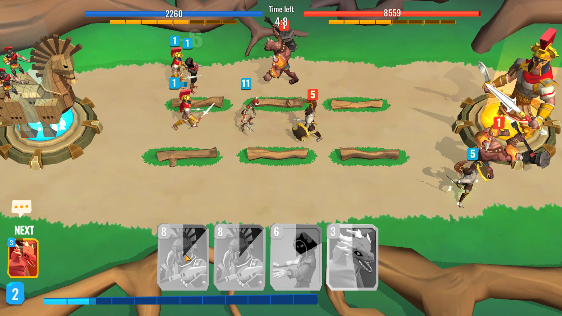 Gameplay of the Trojan War 2: Clash Cards Game for Android phone or tablet.