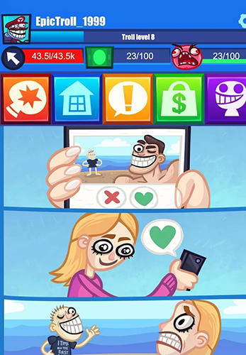 Gameplay of the Troll face clicker quest for Android phone or tablet.
