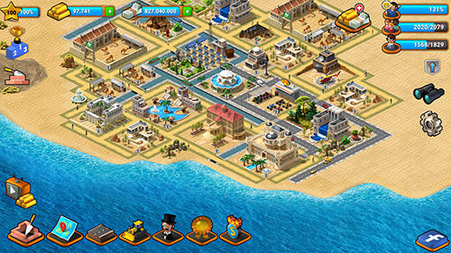 Gameplay of the Tropical paradise: Town island. City building sim for Android phone or tablet.